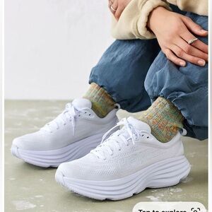 HOKA bondi 8 White Running Shoes